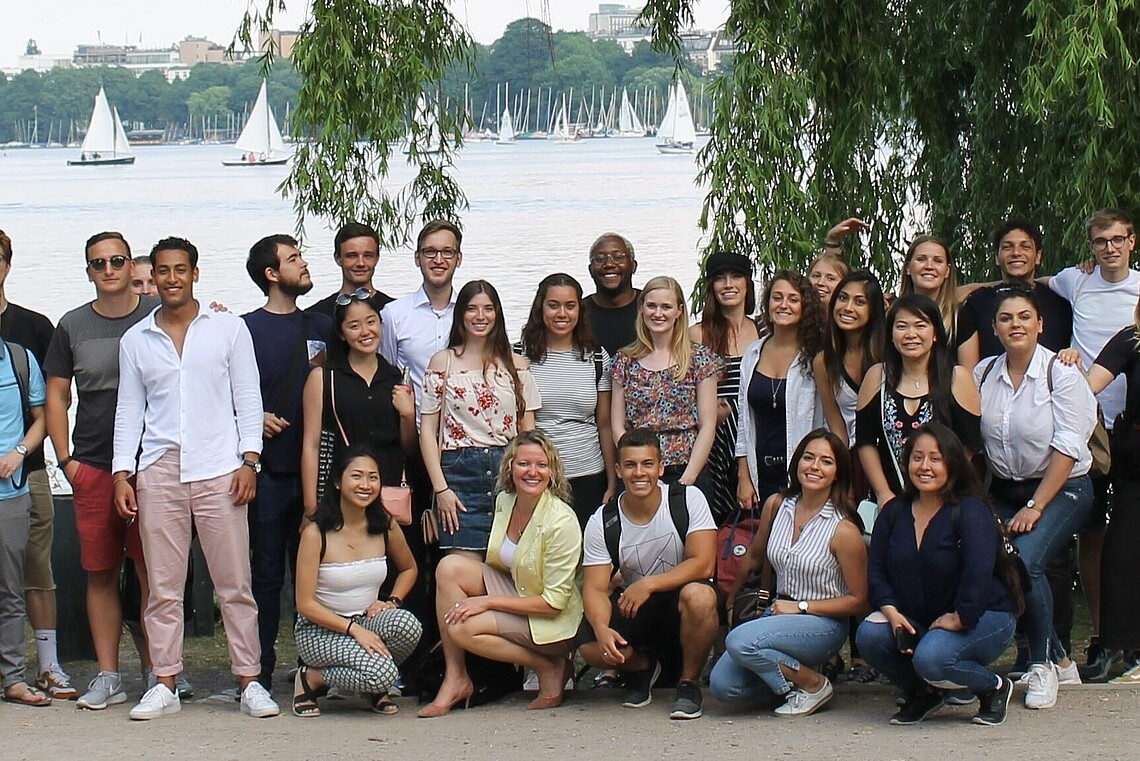 Group of students with professor