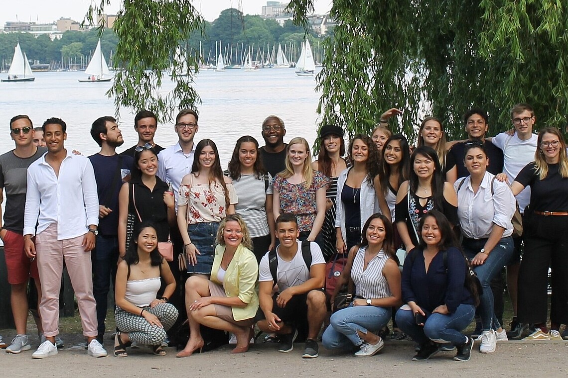 Group of students with professor