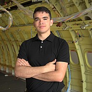
                                Male student in a A300 fuselage
                            