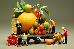 
                Miniature workers make food. 
            