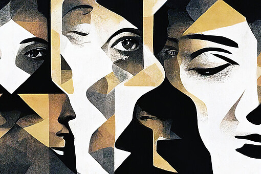 
                Verzerrte Gesichter in verschiedenen Formen
            