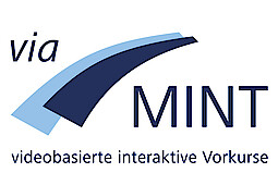 
                Die Abbildung zeigt das Logo zu viaMINT. Zwei unterschiedlich blaue Streifen stellen einen Weg da. Darunter wird viaMINT in Begriffen konkretisiert "videobasierte interaktive Vorkurse"
            