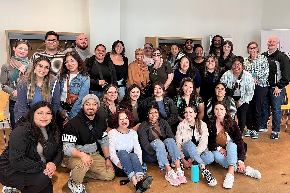 Large group of students and professors